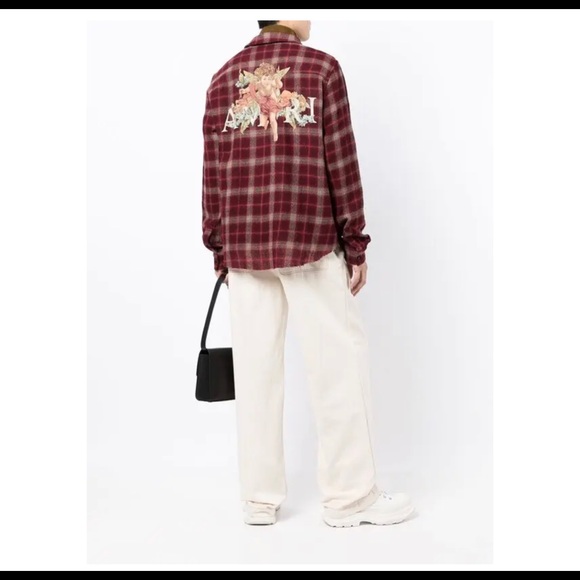 AMIRI Angel-Print Plaid Shirt - Picture 2 of 7